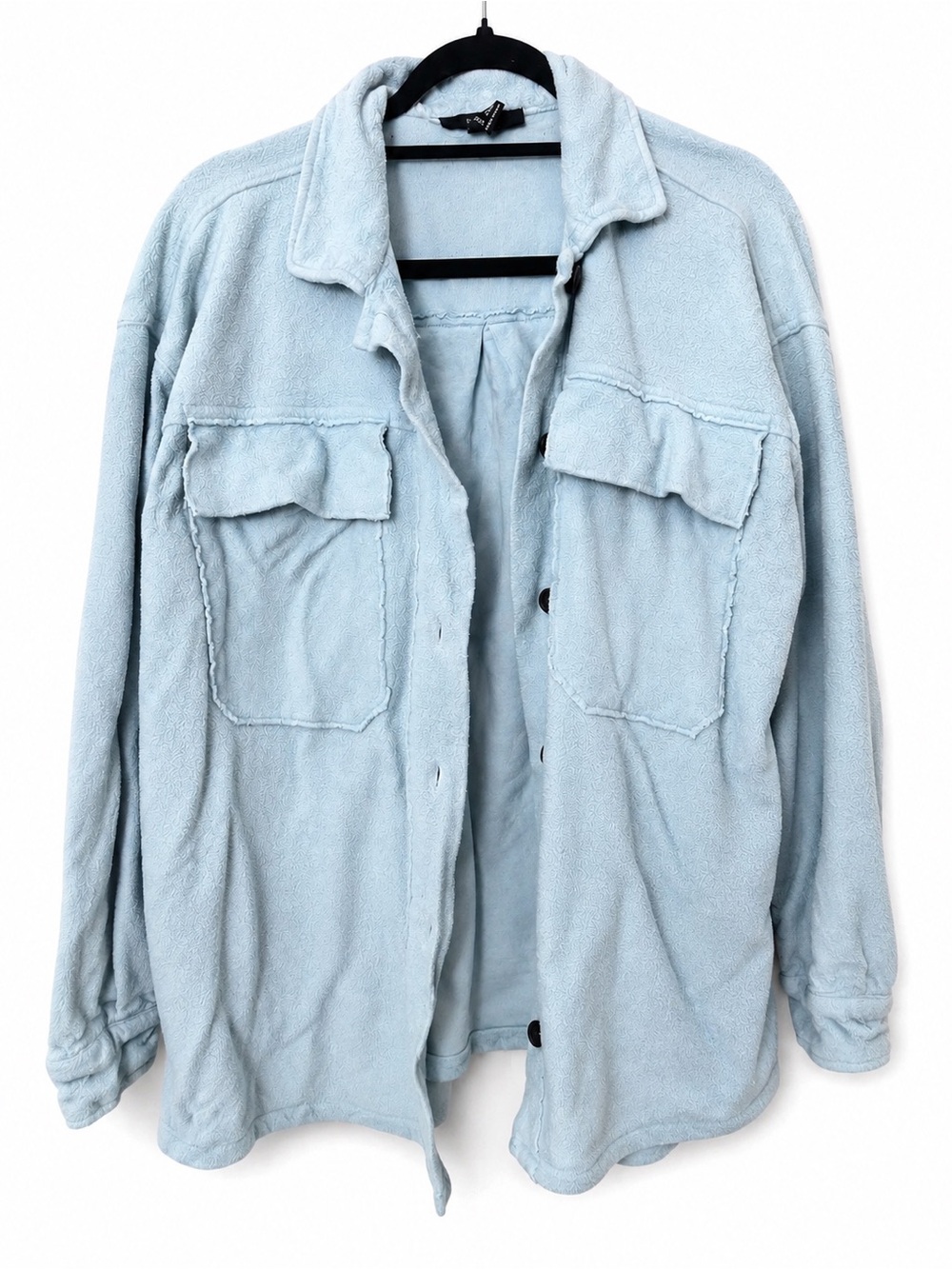 Forever 21 Ice Blue Fleece Button Shacket | XS Oversized